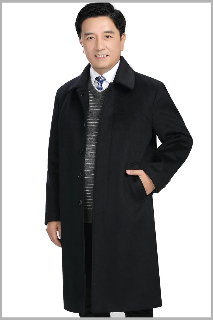 Description Picture 6 of item85% Cashmere Coat Men's Winter Knee Long Windbreaker 2024 New Clothing Men Business Casual Warm Woolen Jacket 15% Wool Coats FCY