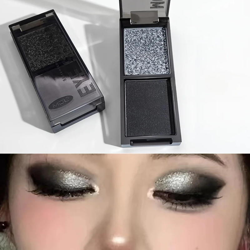 Description Picture 4 of item2-Color Red Black Smoky Eyeshadow Palette Matte & Shimmer Waterproof Dark Punk Halloween Makeup Glitter Pigment for Eyes