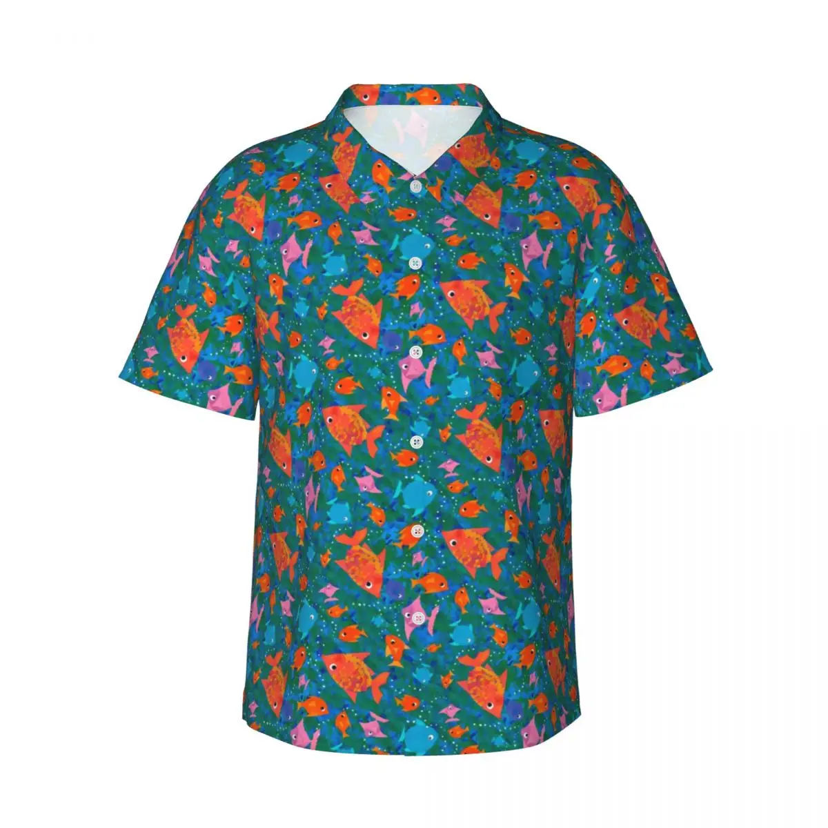 Sea Fish Print Vacation Shirt Colorful