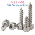 304 Stainless Steel Hex Hexagon Socket Cap Head Self-Tapping Wood Screws M1.7 M2 M2.3 M2.5 M3 M3.5 M4 M5 M6 M8 Allen Bolts