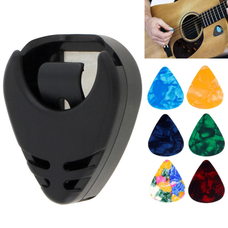 Description Picture 2 of itemBlack Plastic Stick on Guitar Pick Holder for Acoustic Ukulele / Guitar / Bass with Adhesive Back, Convenient Picks Placement