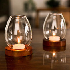 1PC Creative Transparent Glass Circular Candle Holder Zen Style Retro Home Windproof Candle Cup Cover Chinese Style Ornament