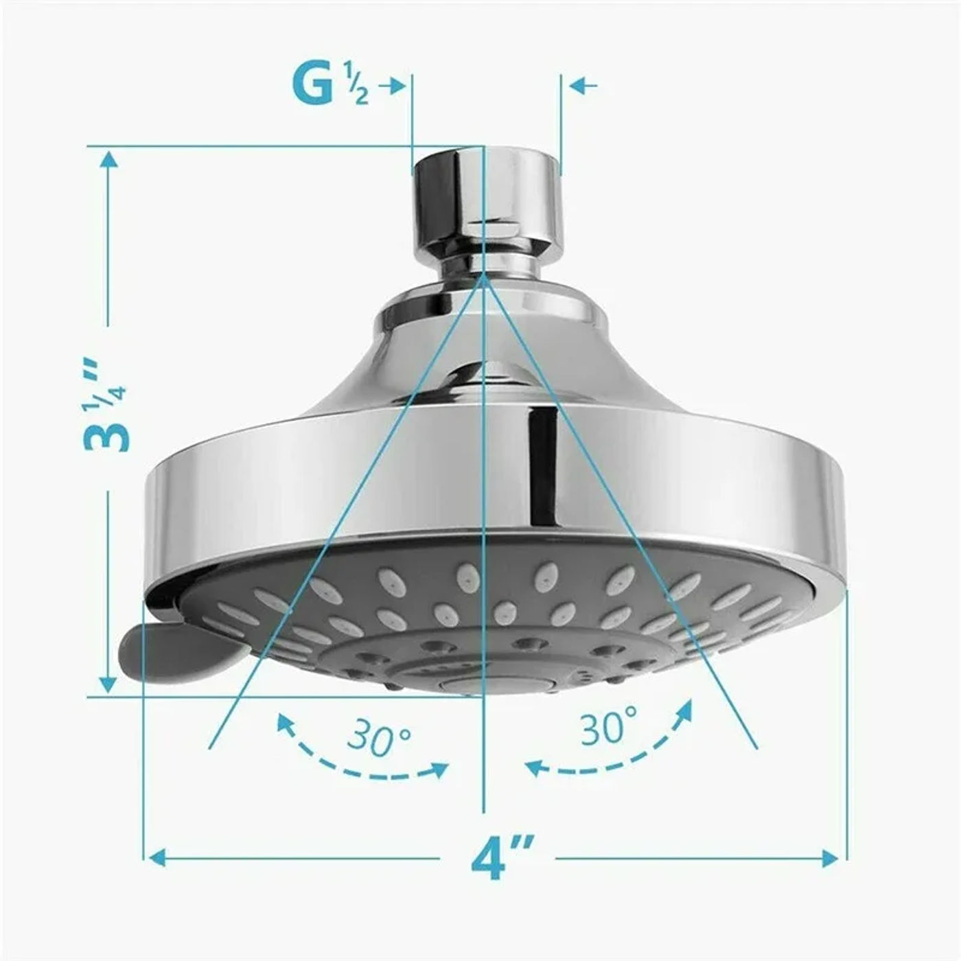 Description Picture 6 of item4Inch High Pressure Shower Head Sprayer 5 Modes Adjustable Rainfall Shower Head spray copper ball nozzle Faucet Replacement Part