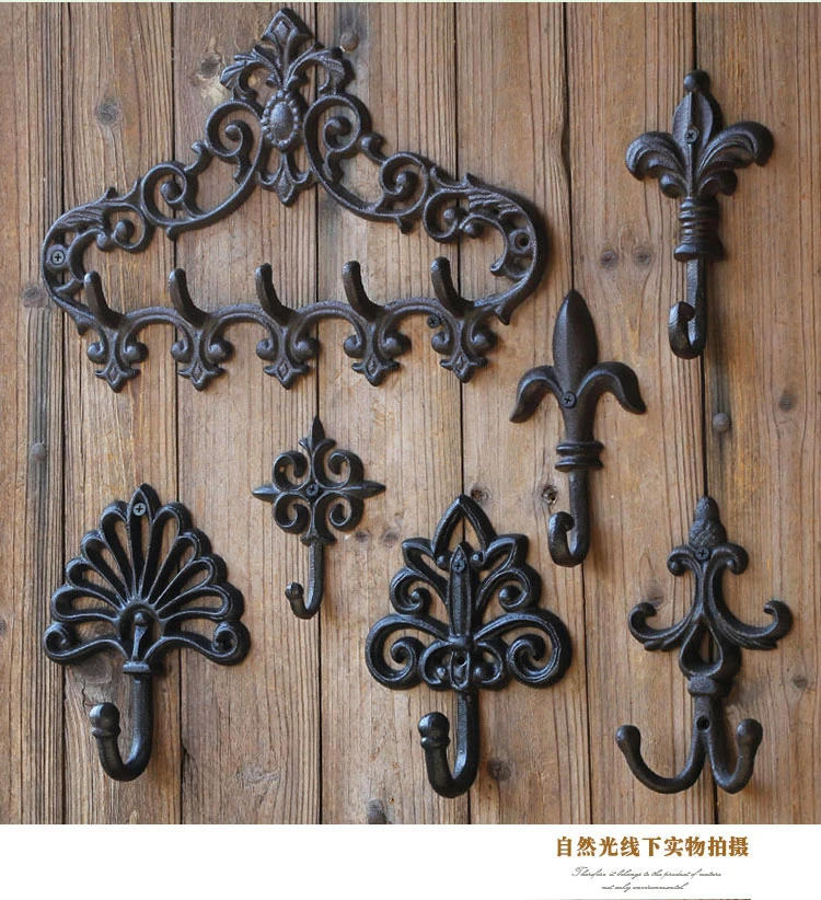 Description Picture 2 of item1pcs European Style Retro Cast Iron Hooks Outdoor Creative Decoration Clothes Hooks for Courtyard Gardens Wall Clothes Key Hooks