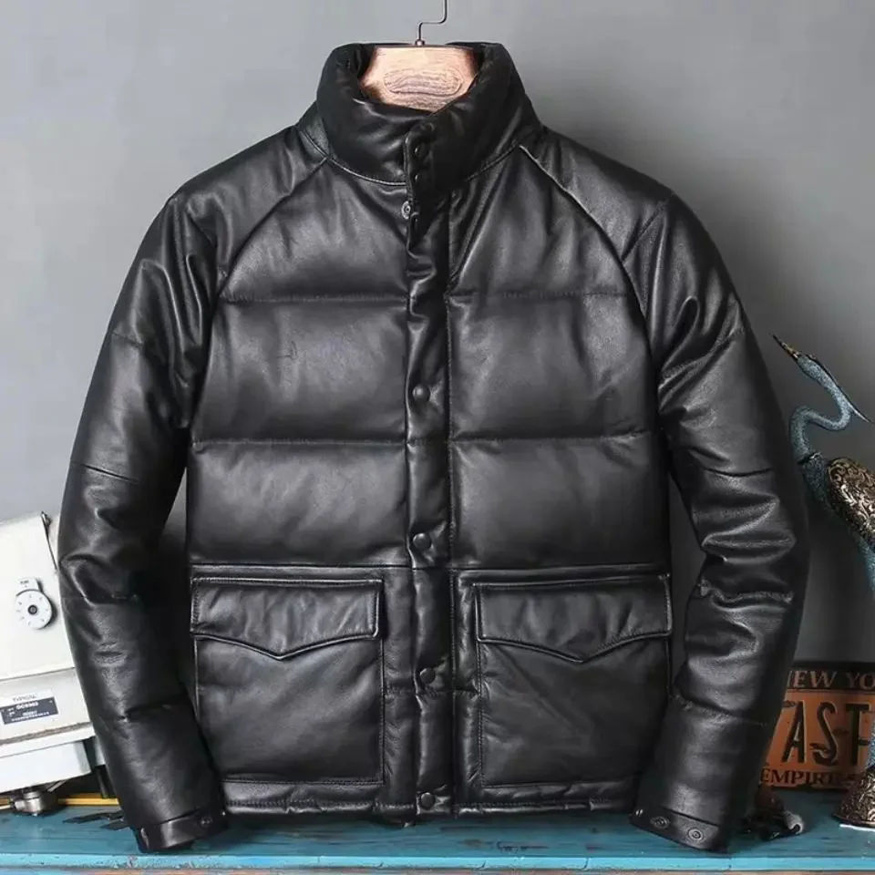 Genuine Leather Jacket Men Casual Thicken