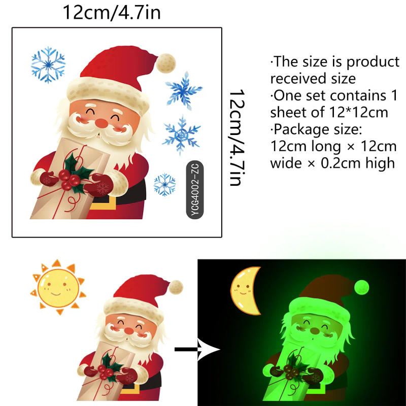 Description Picture 2 of itemLuminous Santa Claus Switch Sticker Christmas Home Decoration Bedroom Living Room Decor Wallpaper Glow In The Dark Wall Decals