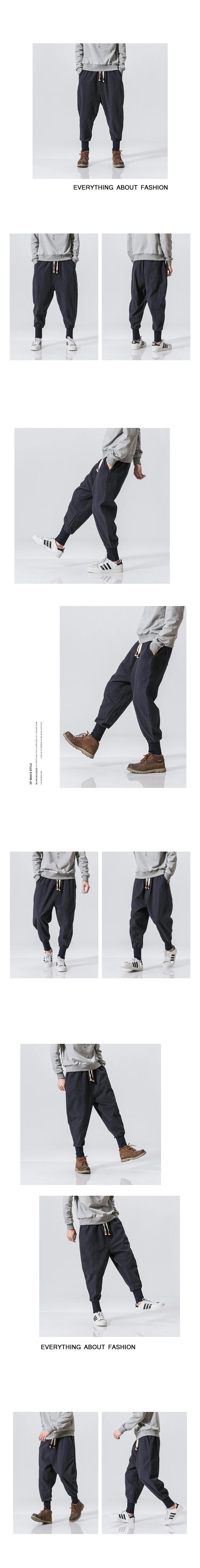 Description Picture 5 of itemNew Oversized Men Harem Pants Loose Chinese Style Cotton and Linen Sweatpants Joggers High Quality Casual Trousers Men Pants