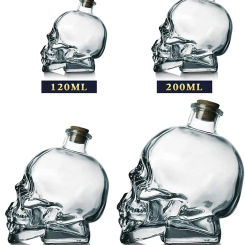 Skull Mason Jar for Vodka Skull Decanter, Lead-Free Glass Crystal 3D Skull Bottle with Cork Stopper,