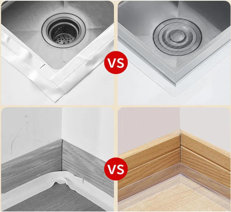 Description Picture 4 of item1 Roll of Sink Waterproof Sticker Home Anti-mold and Dustproof Tape Transparent Pvc Countertop Toilet Gap Accessories Supplies