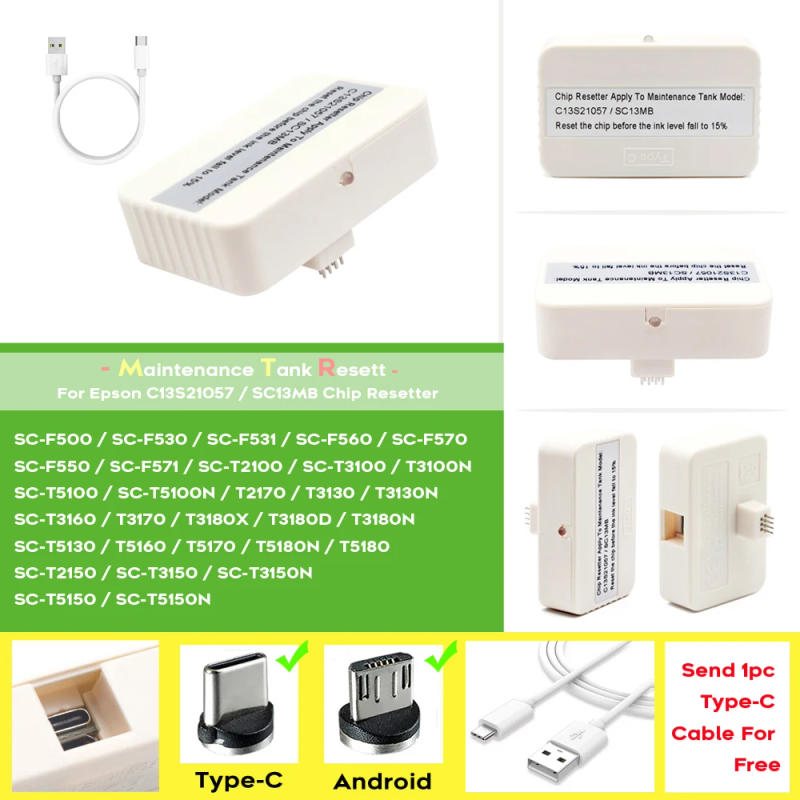 Description Picture 3 of itemSC13MB C13S210057 F570 F571 Maintenance Chip Resetter For Epson T3170 T5170 T3180 Waste Ink Box Tank Cartridge