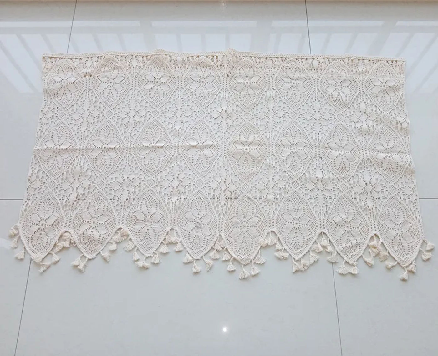 Description Picture 2 of item1Pc Vintage Crocheted Curtain With Tassel Home Decoration For Living Room Curtains For Windows Kitchen Curtains Partition