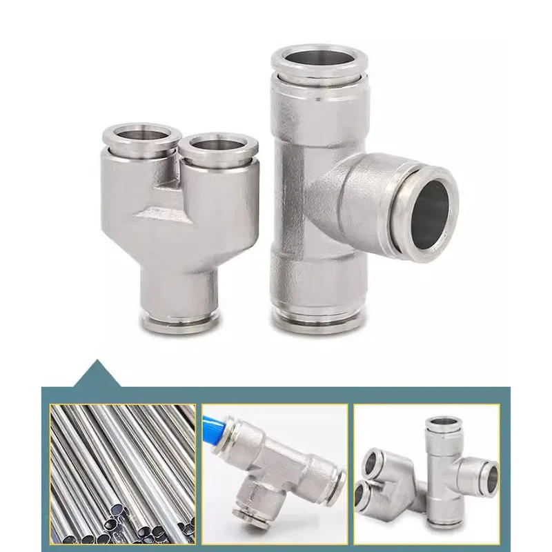 Description Picture 5 of itemAir Hose Fittings 304 Stainless Steel Pneumatic Connectors PY 3-way 4mm 6mm 8mm 10mm 12mm Quick Release Push in Pipe Connector