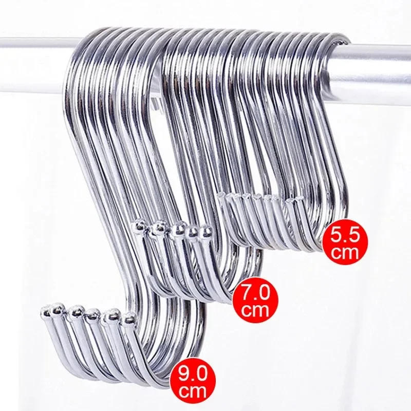 Description Picture 3 of itemNew Stainless Steel S-Shape Hooks Multi-function Hanging Hook for Clothes Bags Towels Home Kitchen Bathroom Storage Rack Holders