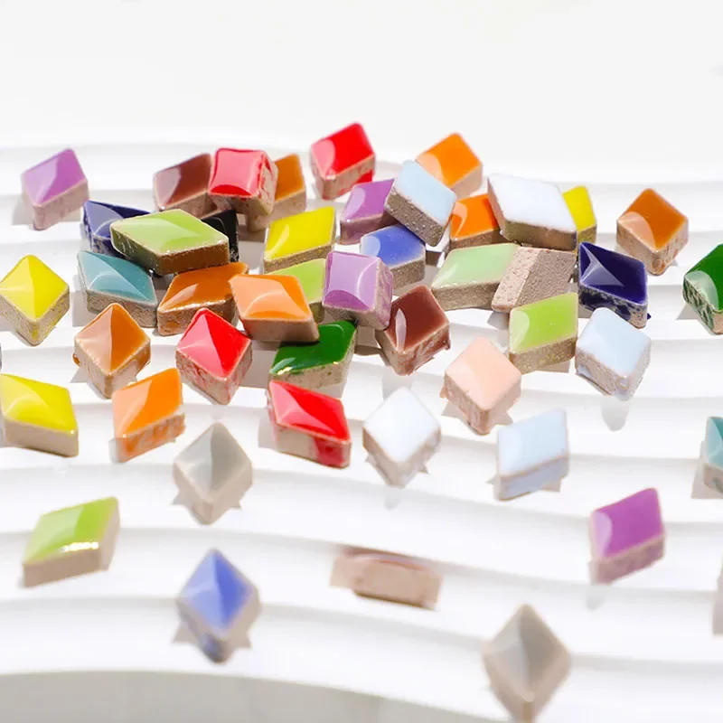 Description Picture 3 of item100g Polygon Porcelain Mosaic Tiles DIY Craft Ceramic Tile Mosaic Making Materials 1-4cm Length,1~4g/pc,3.5mm Thickness arte