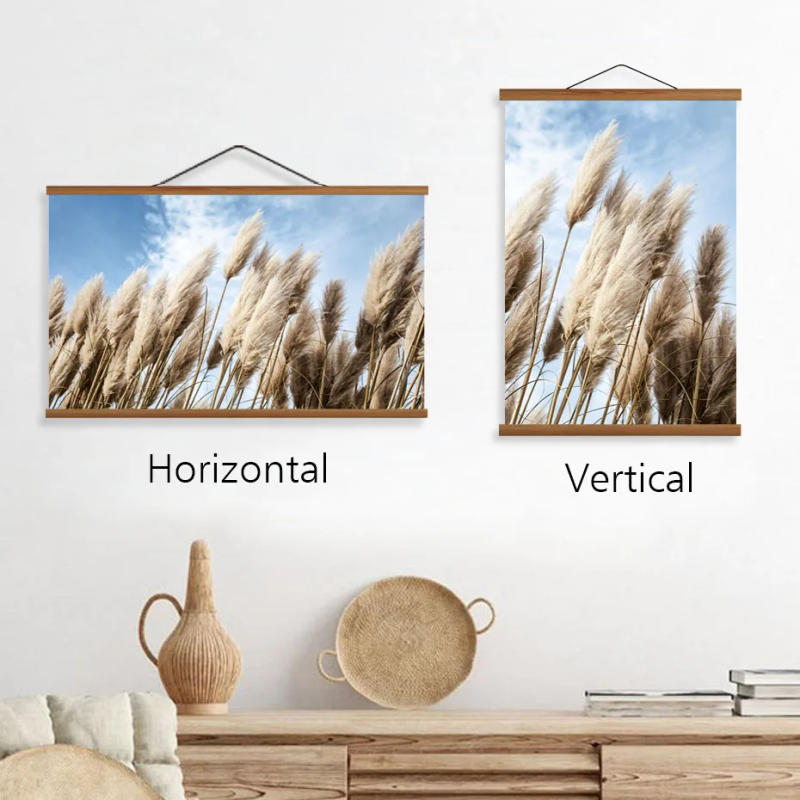 Description Picture 3 of item1PC Magnetic Wooden Poster Hanger Frames 5Colors Photos Wall Art Canvas Print Painting Teak Pine Wood Living Room Home Decor