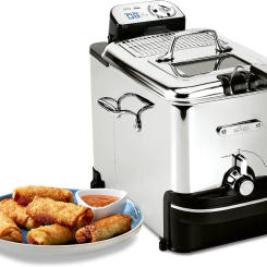 Electrics Stainless Steel Deep Fryer with Basket 3.5 Liter Oil Capacity, 2.6 Pound Food Capacity 1700 Watts Dishwasher Safe, Eas