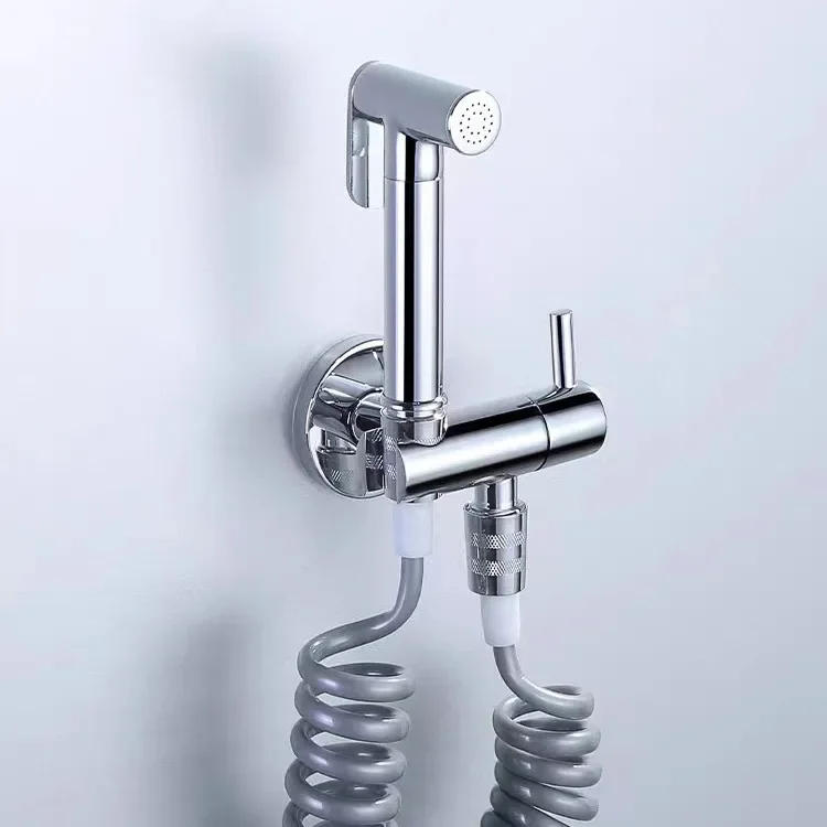 Description Picture 5 of itemWall Mounted Toilet Bidet Sprayer Set Brass Single Cold Shattaf Bathroom Sprayer Shower Bidet High Pressure Gun Chrome Gold