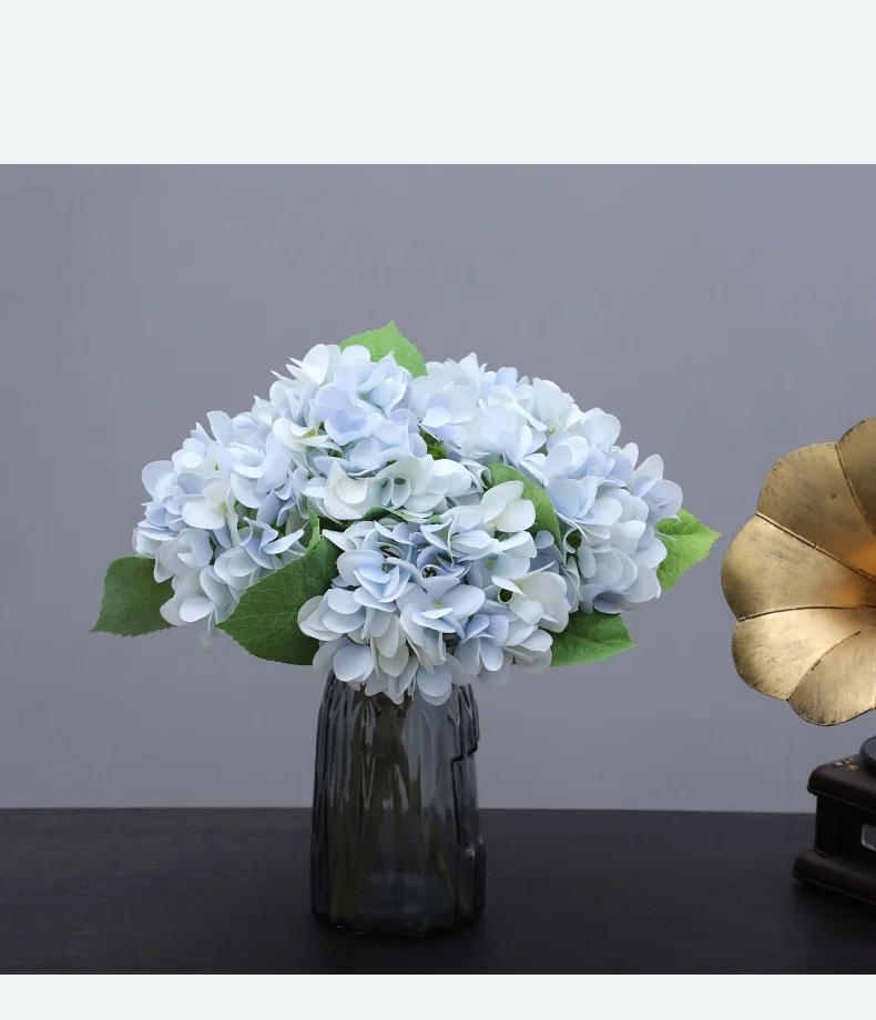 Description Picture 6 of itemBlue Real Touch Artificial Latex Hydrangea Wedding Bouquet Photography Props Home Garden Simulation Green Plant Decoration