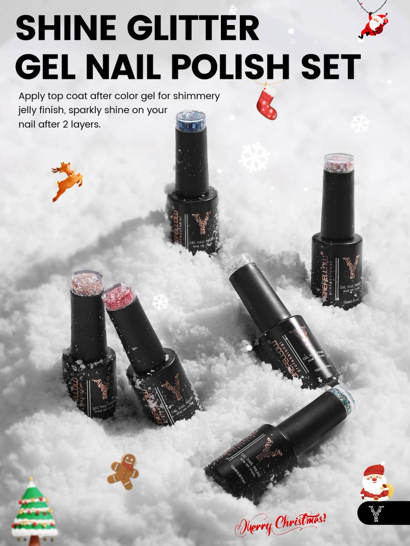 Description Picture 2 of itemNEW YOKEFELLOW 10ML Dark Blue Glitter Sequins Gel Nail Polish Sparkly Butterfly Gel Nail Polish Soak Off UV Gel Nail Art Varnish