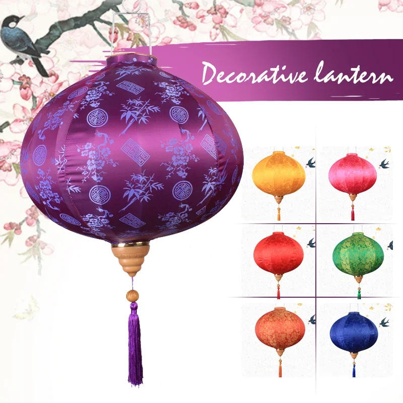 Description Picture 4 of itemChinese Floral Silk Lanterns 12/14 Inch Japan Vietnam Mid-autumn Traditional Lantern For New Year Wedding Party Spring Decor
