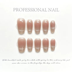 10Pcs Nude Pink Handmade Nail Tips Simple Long Ballet Press on False Nails Wearable Full Cover Fake Nails Finished Manicure