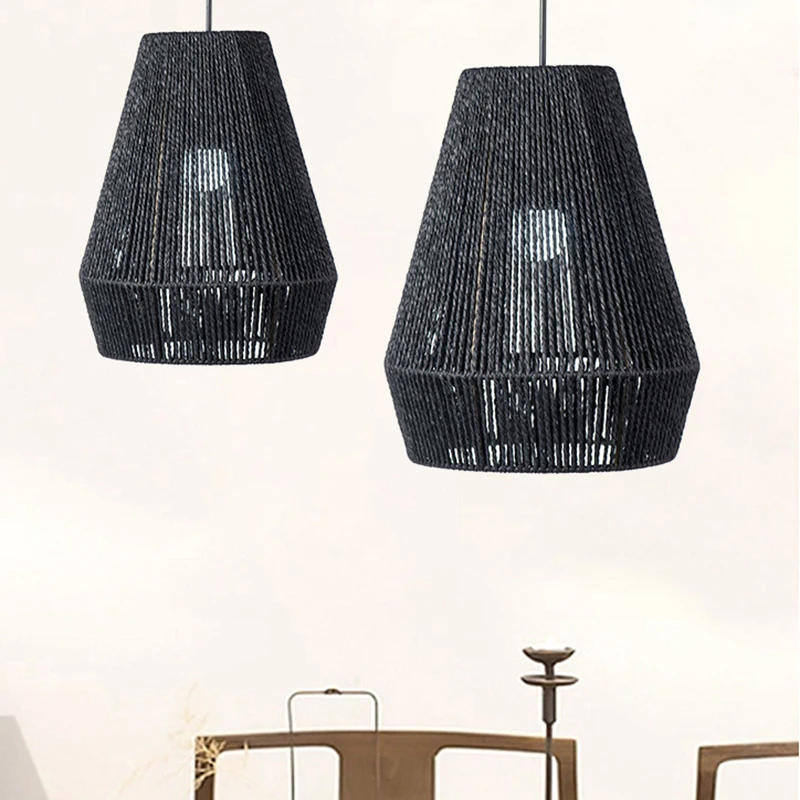 Description Picture 4 of itemModern Woven Pendant Light Fixtures Farmhouse Hanging Lamp Handwoven Rattan Basket Shade For Kitchen Island Dining Room Hallway