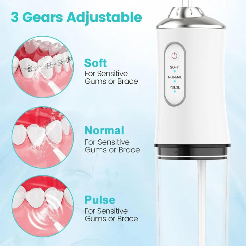 Description Picture 4 of itemPortable Oral Irrigator Breath Freshens Breath Prevents Bad Germs For Dental Cleaning With 4 Jet Tips Water Flosser High