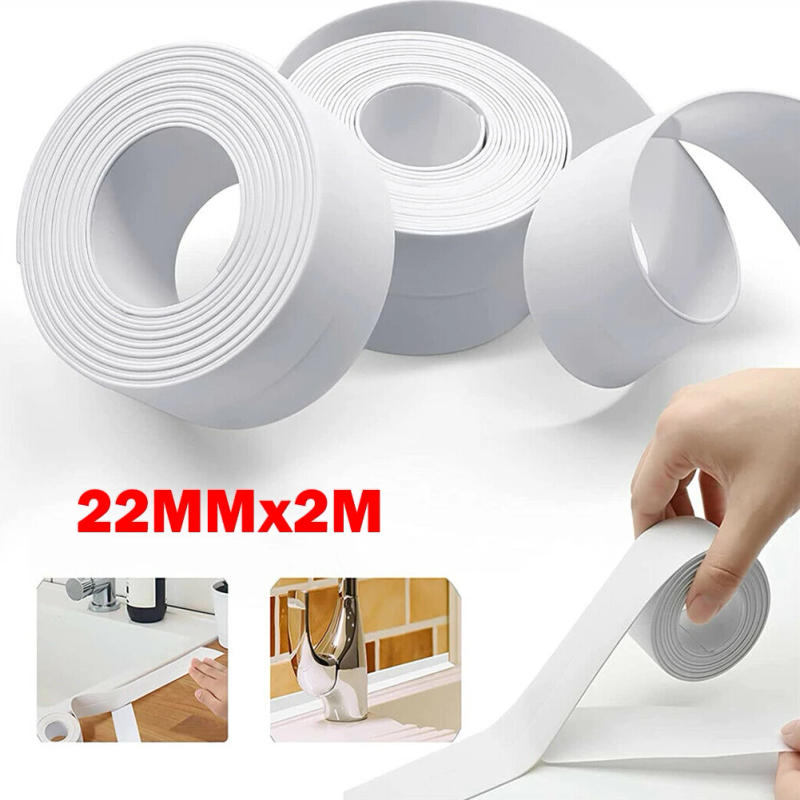 Description Picture 4 of itemFor Sink For Basin For Bathtub Sealing Strip Bath Sealing Strip Home 2M*22mm Mould Proof PVC White High Quality