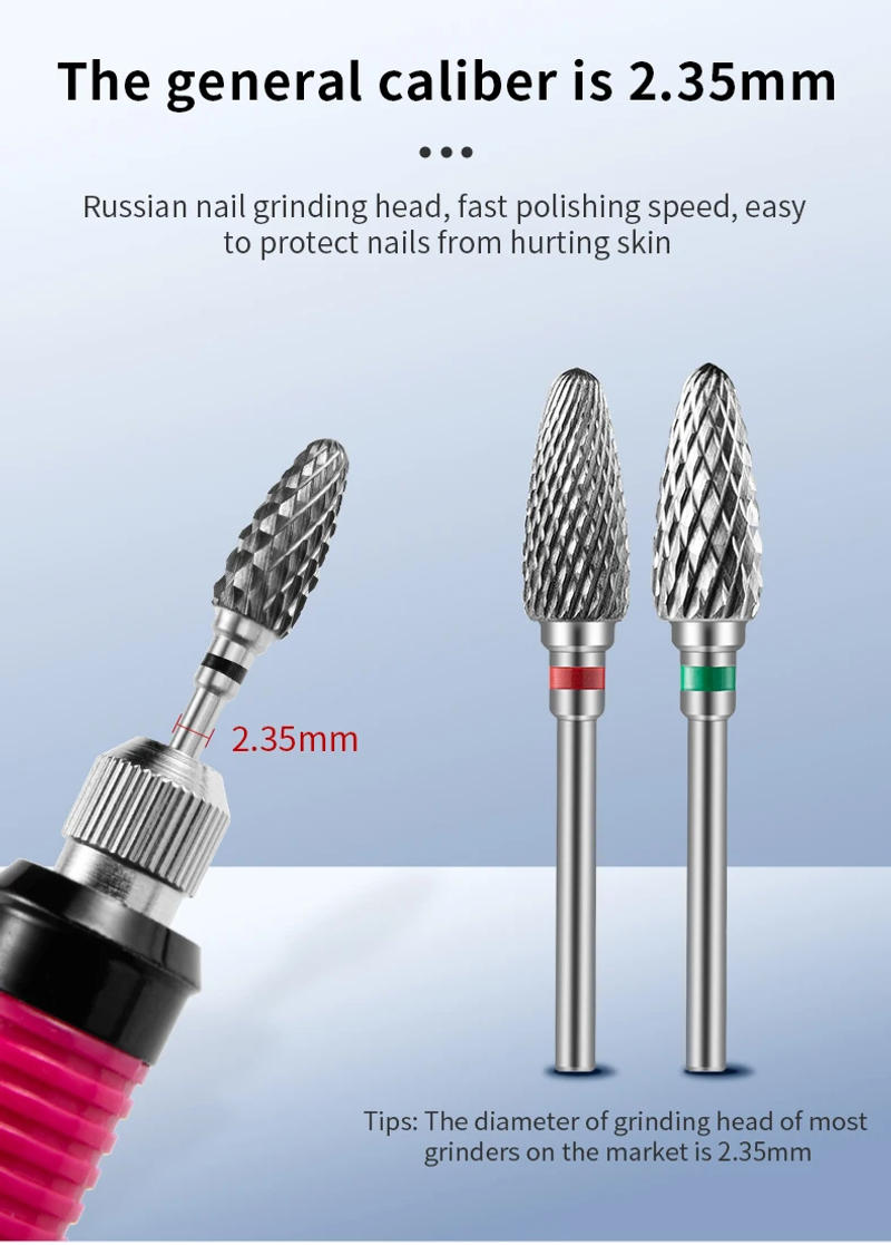 Description Picture 6 of itemTungsten Carbid Nail Drill Bits Electric Manicure Drill Accessory Milling Cutters for Nail Gel Polish Remover Nail Tools Efiles