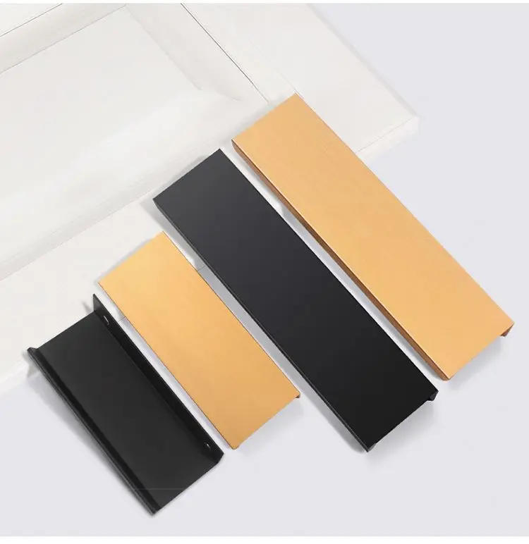 Description Picture 5 of itemAluminum Alloy Modern Style Finger Edge Wardrobe Pulls Hidden Furniture Drawer Handles Kitchen Cabinet Door Black Handle