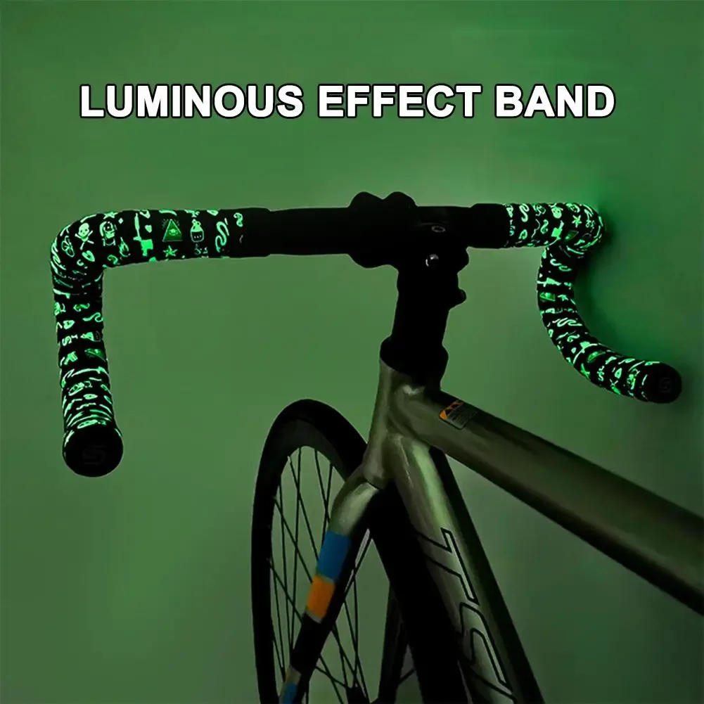 Description Picture 5 of item1 Pair Anti-Slip Road Bike Handlebar Tapes Glow-in-The-Dark MTB Bicycle Handle Bar Tape Soft Shock-Absorbing Cycling Straps