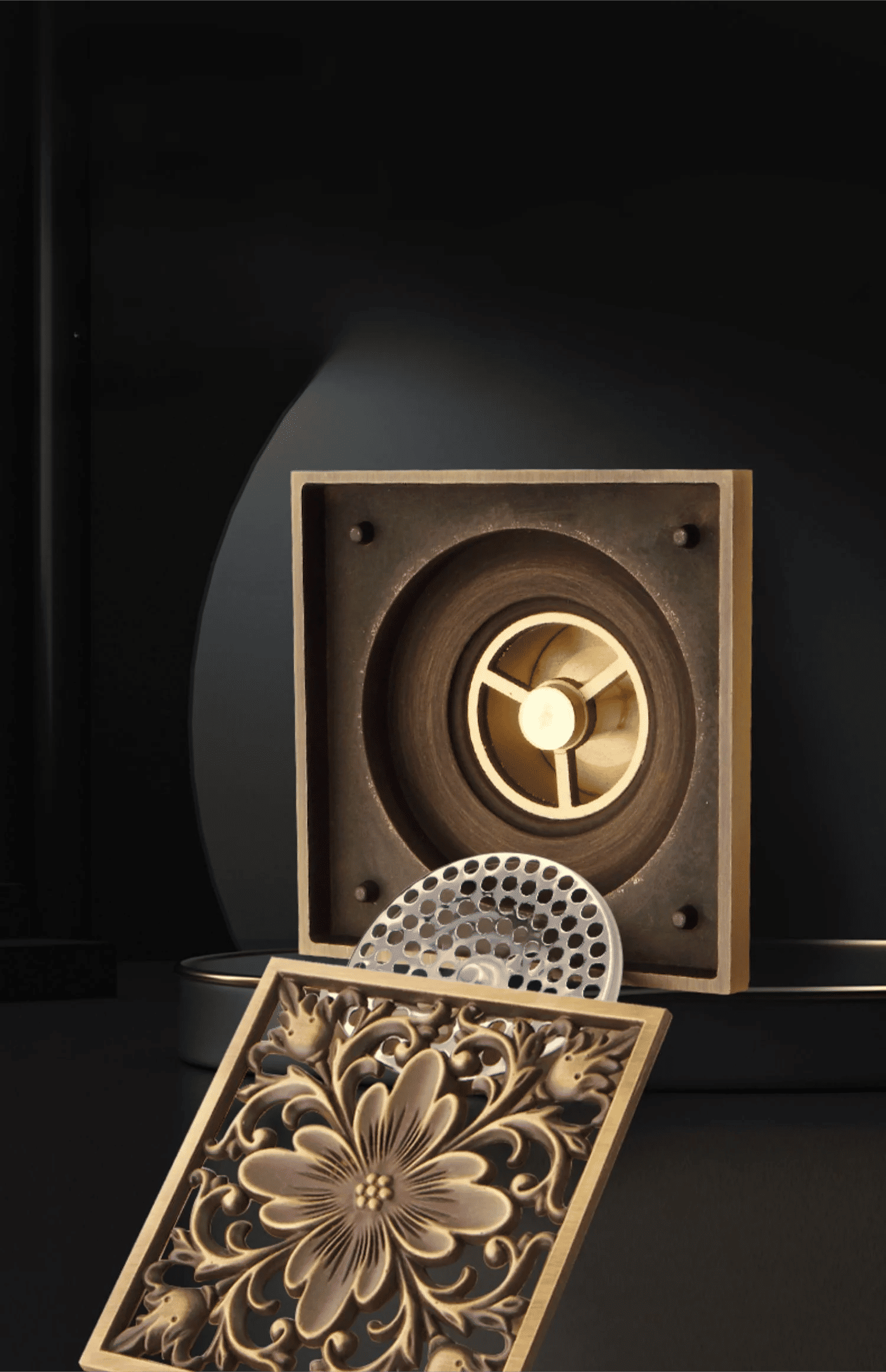 Description Picture 5 of item1 Pc Metal Anti Odor Carved Floor Drain Bathroom Accessories Shower Room Overflow Water Metal Carving Technology Bathroom Decor