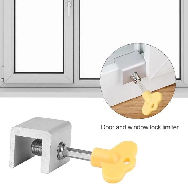 Description Picture 3 of itemSliding Sash Stopper Cabinet Locks with Key Security Anti-theft Lock Window Sliding Door Baby Kids Child Safety Doors Lock