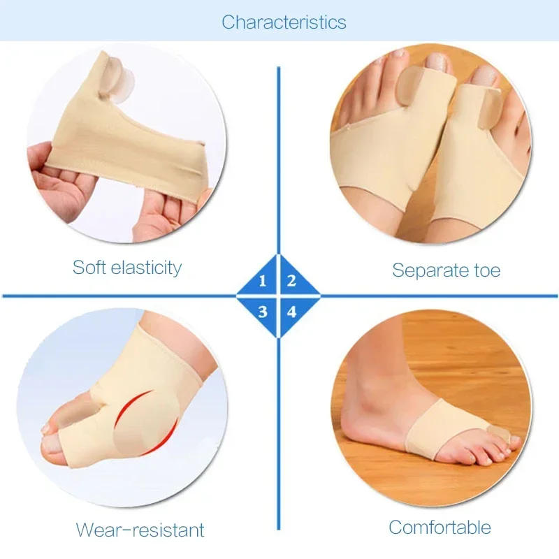 Description Picture 6 of item1Pair Toe Separator Hallux Valgus Bunion Corrector Hammer Toe Straightener Foot Pain Relief Orthopedic Pedicure Tools Foot Care