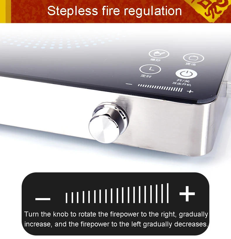 Description Picture 4 of itemElectrical Magnetic Waterproof Induction Cooker Hob Oven Hot Pot Stove With Timer Ceramic Heating Furnace Cooktop Plate 2200W