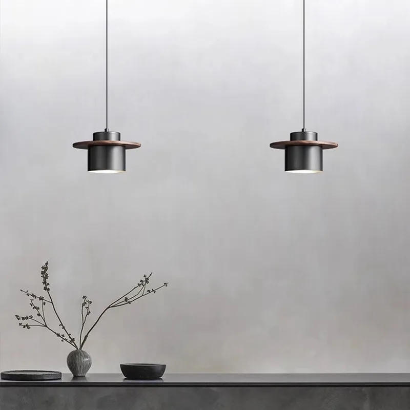 Description Picture 3 of itemAll Copper Retro Bedroom Pendant Light Simple Modern Walnut Wood Quiet And Stylish Restaurant Bar Counter Pendant Light