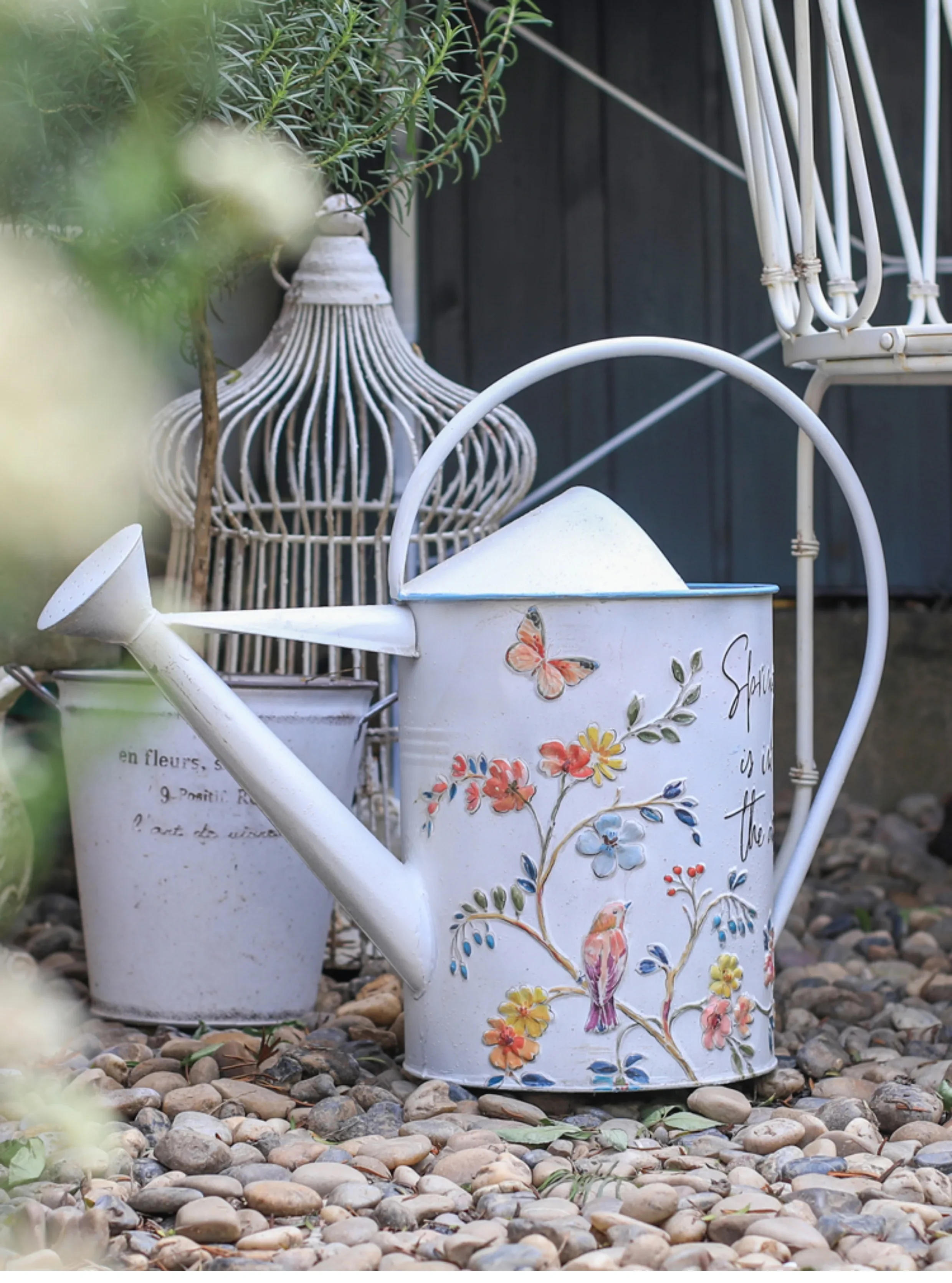 Description Picture 3 of itemVintage Metal Watering Can Watering Plant with Easy Pour Watering Tools Fast Plant Watering, Farmhouse Long Mouthed Kettle