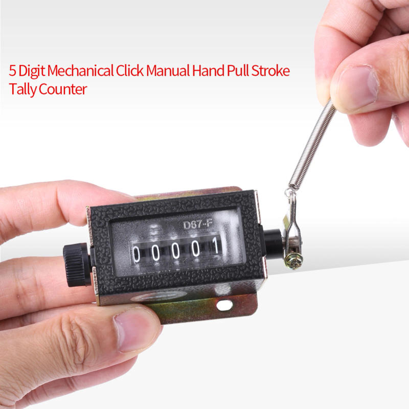 Description Picture 6 of itemD67-F Counter D67‑F 5 Digit Mechanical Resettable Manual Hand Pull Stroke Tally Counter Pull Stroke Counter Mechanical Counter