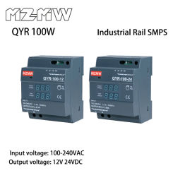 QYR DIN Rail Switching Power Supply Series AC To DC 100W 100-240VAC 12V 24VDC Transformers Industrial Adapter Digital Display