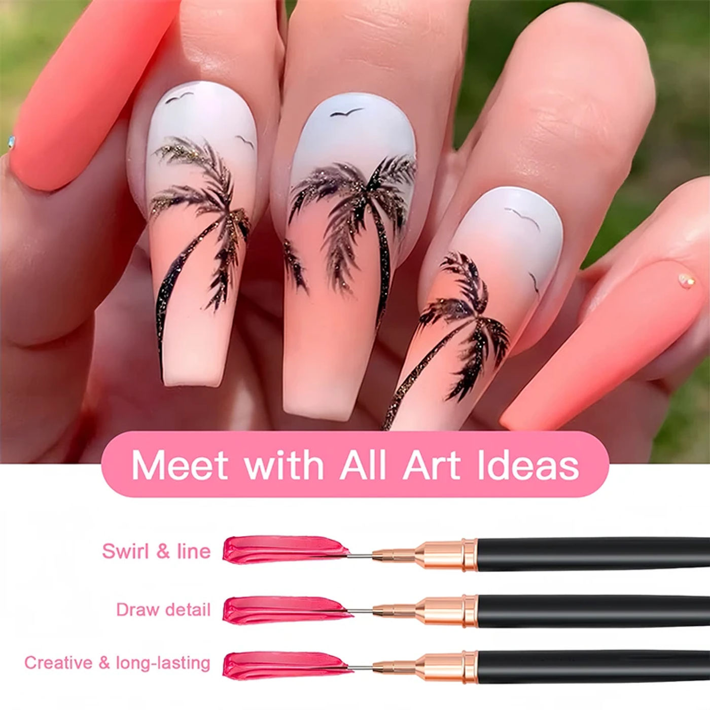 Description Picture 3 of itemProfessional Stripe Nail Art Brushes 1Pcs Nail Line Brush Black UV Gel Painting Pen Carved Nail Art Liner Brush for Manicure
