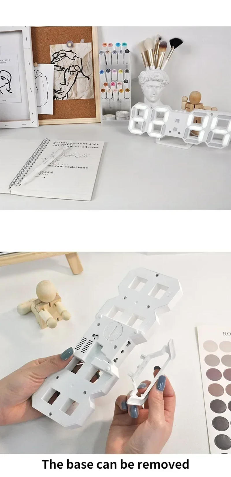 Description Picture 6 of itemInterior Table Clock Watches Wall Table Decoration & Accessories Digital Desk Clock Decor Living Room Bedroom Led Alarm Home