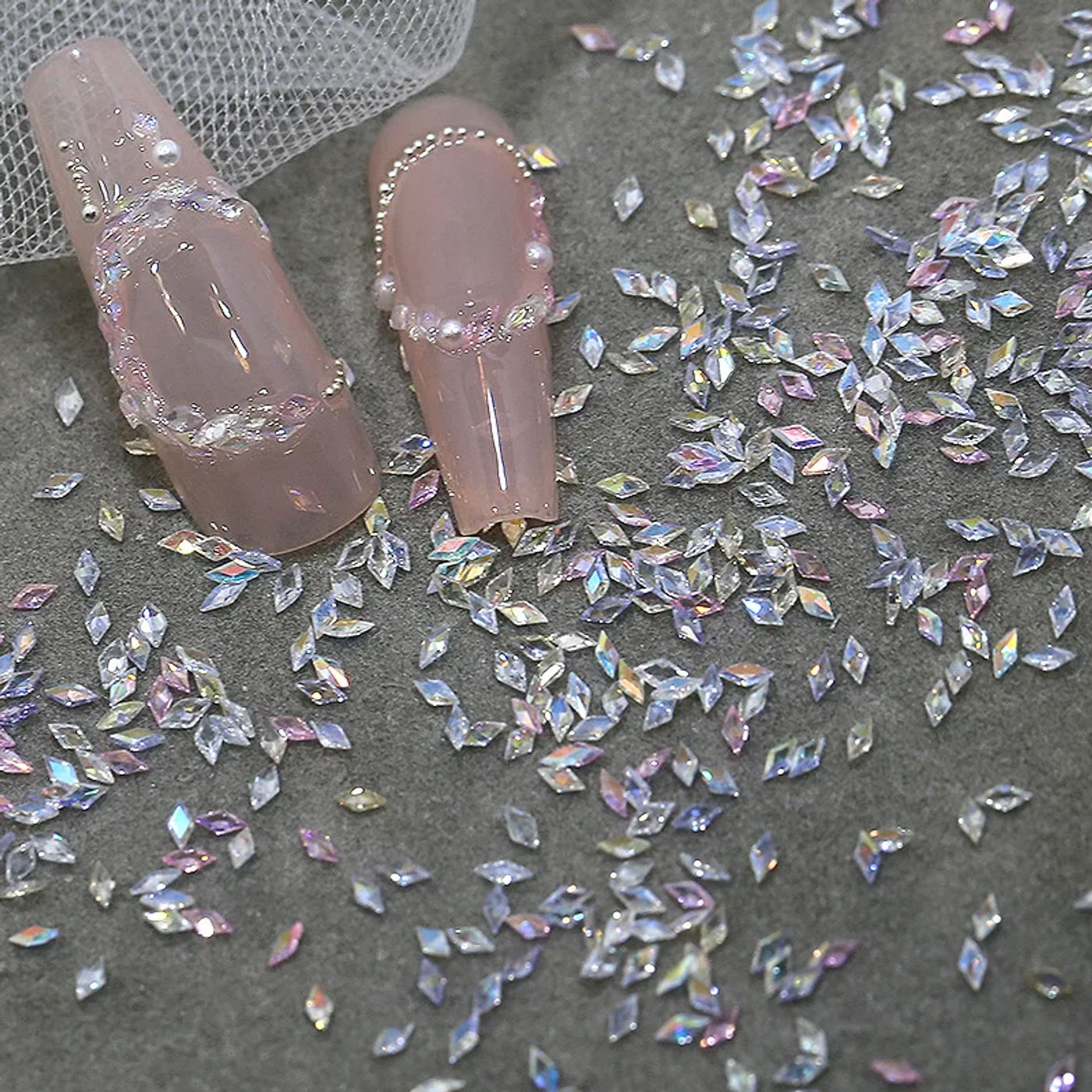 Description Picture 4 of item50PCS Super Sparkle Mini Rhombus Zircon Ice Translucent Cognac Colorful Diamond Nail Art Rhinestones Decorations Manicure Charms