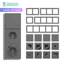 BSEED 1/2Gang Wall Light Switches EU Power Socket USB Type-c TV/ST/TL CAT6 Internet Sockets Mechanism DIY Parts Plastic Frames