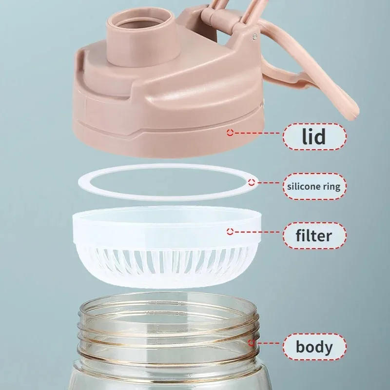 Description Picture 4 of item1500ml/2200ml Sport Water Bottle with Filter Large Capacity Drinking Kettle for Hiking Fitness Men Women Camping Outdoor