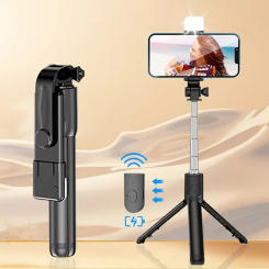 3In1 Bluetooth Wireless Selfie Tripod With Fill Light Shutter Remote Control Portable Foldable Monopod For iPhone Smart Phone