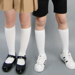 About 28 cm Knee High Socks Kids Boys Girls Socks for School Uniform Children White Socks Student Black  toddler girl socks