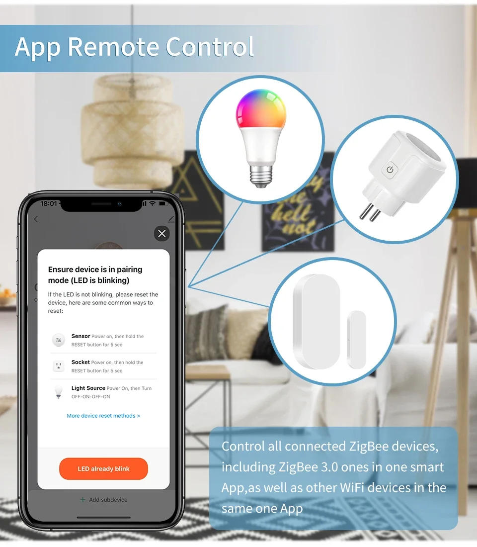 Description Picture 5 of itemTuya ZigBee Bluetooth Multimode Gateway Hub Wireless Smart Home APP Remote Controller Bridge Works With Alexa Google Home