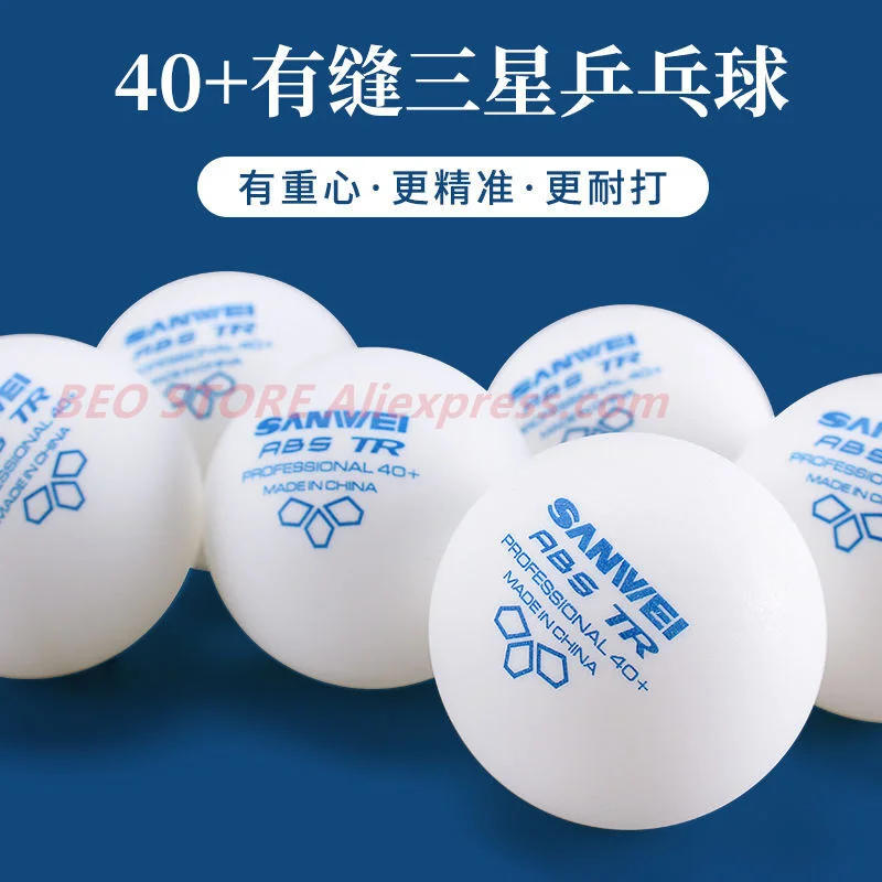 Description Picture 2 of item100 balls Table tennis ball SANWEI New 3-star TR ABS Material Plastic Professional 40+ Training SANWEI Ping Pong Ball