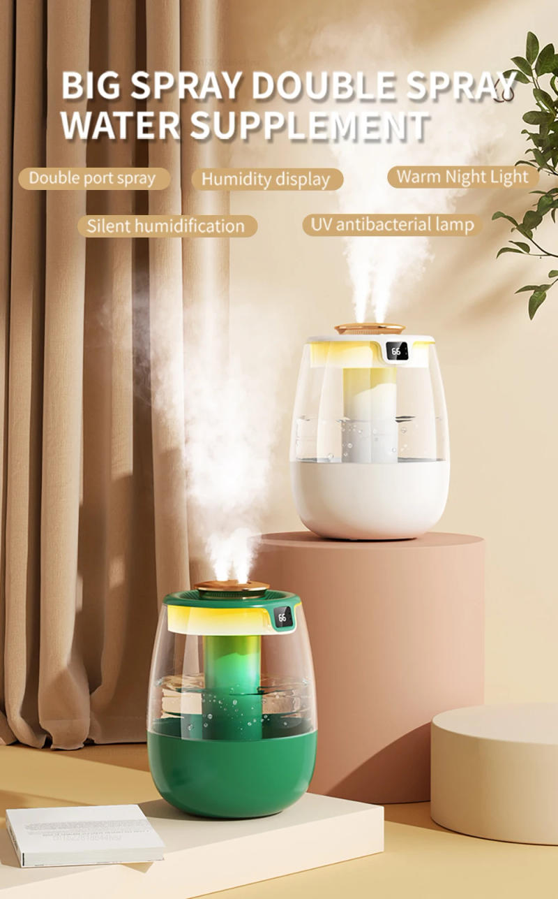 Description Picture 2 of itemAir Humidifier 1300ML Aroma Humidifier Double Spray Port Essential Oil Diffuser USB Water Humidifier with Light for Home Office