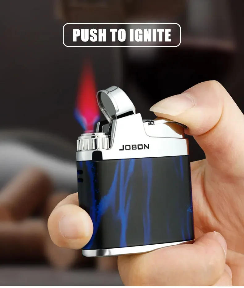 Description Picture 5 of itemJOBON Red Flame Inflatable Lighter Push to Light Zinc Alloy Material Adjustable Flame Size Exquisite Shape